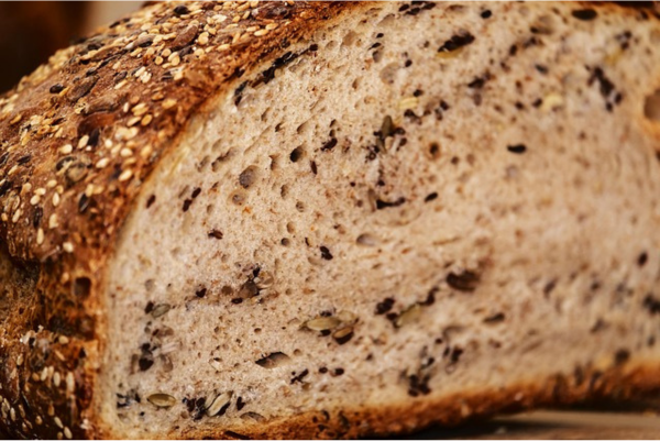 Photograph of a cross section of artisan bread 